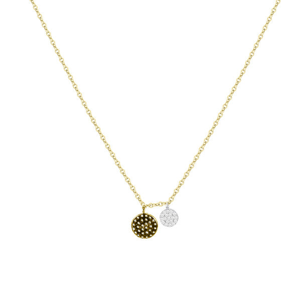 Meira T 14k Yellow gold Necklace With Champagne Diamonds and off-centered charm.