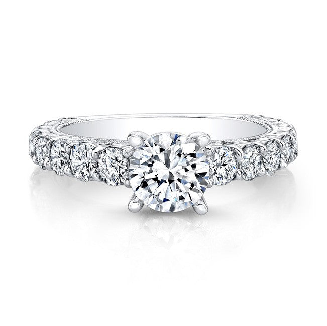 Natalie K  18k White Gold Six Prong Center Mounting Diamond Gallery Engagement Ring (center stone sold separately)
