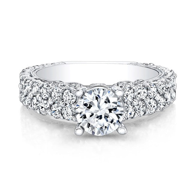 Natalie K  18k White Gold Split Shank Diamond Engagement Ring for a Princess Cut Center (center stone sold separately)