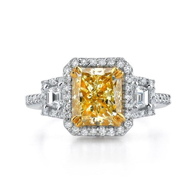 Natalie K  18k White and Yellow Gold Fancy Yellow Cushion Diamond Ring (center stone sold separately)