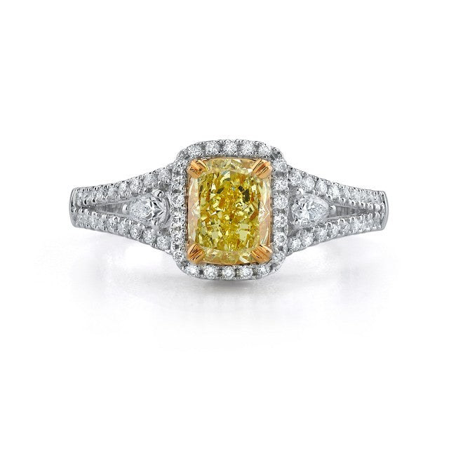 Natalie K  18k Rose and White Gold Pink Diamond Halo White Diamond Gallery Engagement Ring (center stone sold separately)