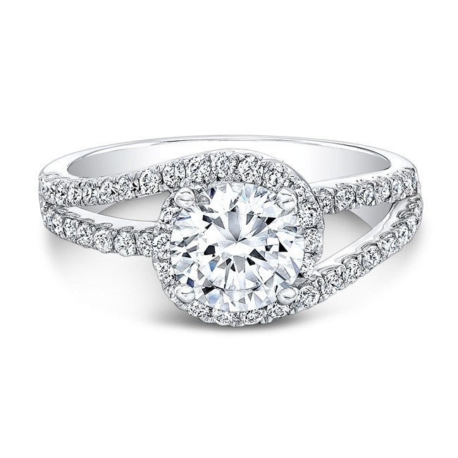 Natalie K  18k White Gold Prong and Bezel Set White Diamond Engagement Ring (center stone sold separately)
