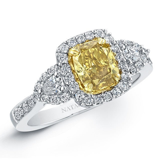 Natalie K  14k White and Yellow Gold Radiant Fancy Yellow Diamond Ring (center stone sold separately)