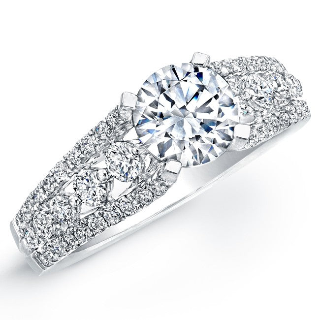 Natalie K  18k White Gold Twisted Shank Diamond Engagement Ring (center stone sold separately)