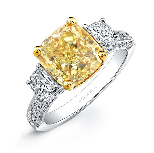 Natalie K  18k White and Yellow Gold Fancy Yellow Oval Diamond Engagement Ring (center stone sold separately)
