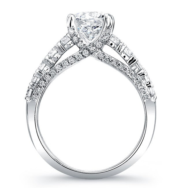 Natalie K  18k White Gold Split Shank Pave White Diamond Engagement Ring (center stone sold separately)