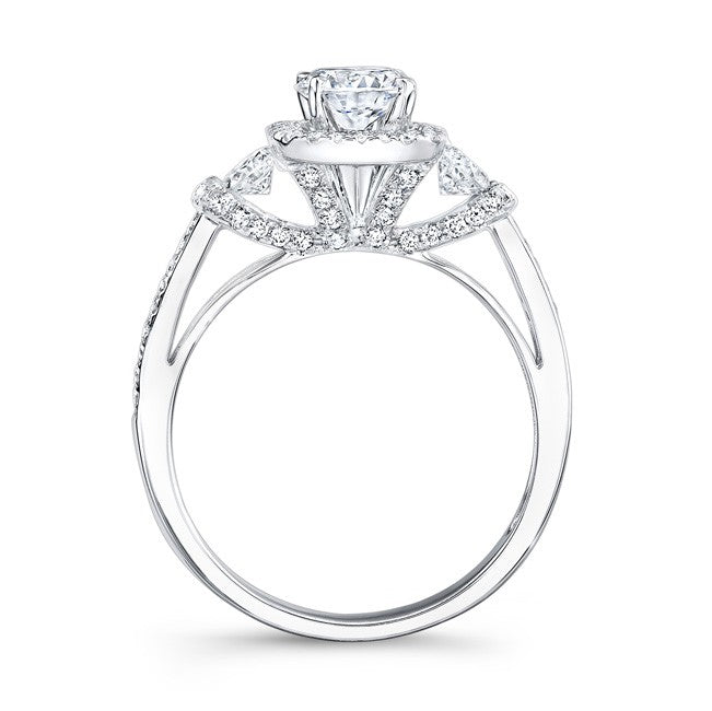 Natalie K  18k White Gold Prong Set Halo White Diamond Engagement Ring (center stone sold separately)