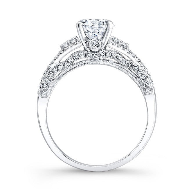 Natalie K  18k White Gold Thick Pave Halo Diamond Engagement Ring (center stone sold separately)
