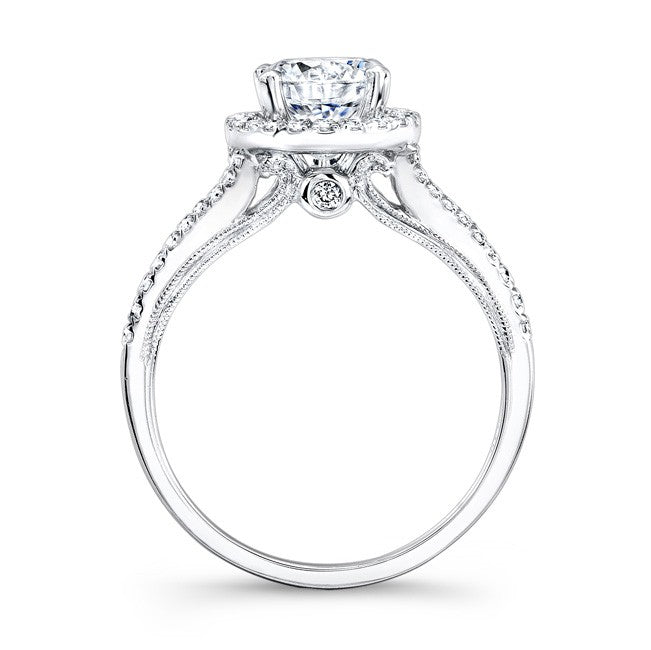 Natalie K  Platinum Faux Halo Diamond Engagement Ring (center stone sold separately)