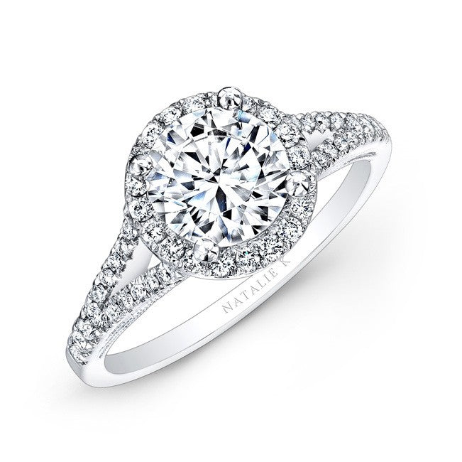 Natalie K  Platinum Faux Halo Diamond Engagement Ring (center stone sold separately)