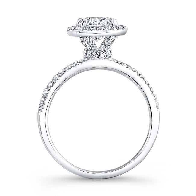 Natalie K  18k White Gold Elongated Shank Diamond Halo Engagement Ring (center stone sold separately)