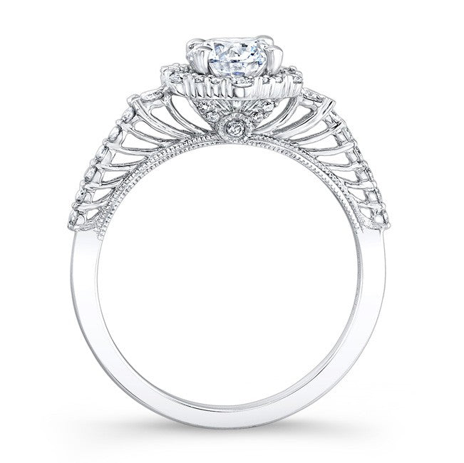 Natalie K  18k White Gold Split Shank Square Halo Diamond Engagement Ring (center stone sold separately)