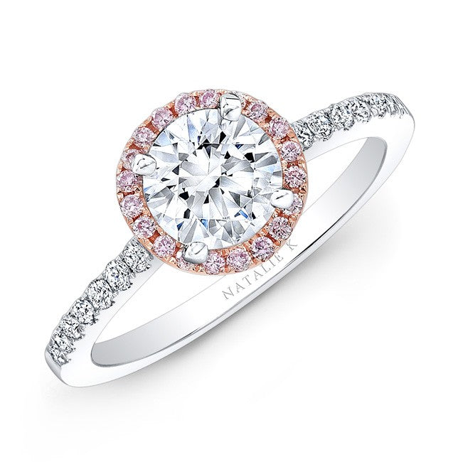 Natalie K  18k White and Rose Gold Pink Diamond Engagement Ring (center stone sold separately)