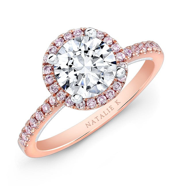 Natalie K  18k Rose Gold Double Halo Diamond Engagement Ring (center stone sold separately)