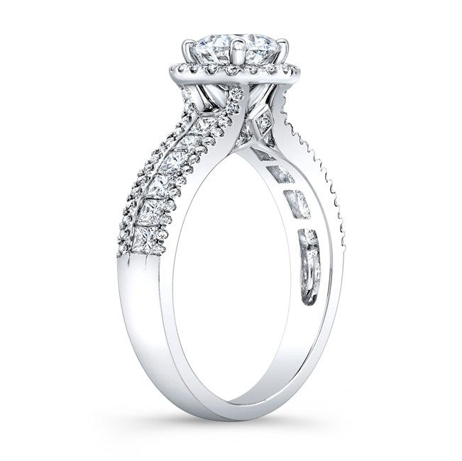 Natalie K  14k White Gold Prong and Bezel Halo White Diamond Engagement Ring (center stone sold separately)