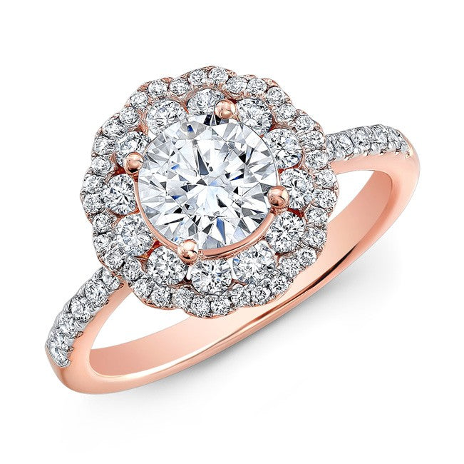 Natalie K  18k White and Rose Gold Twisted Shank Pink Diamond Engagement Ring (center stone sold separately)