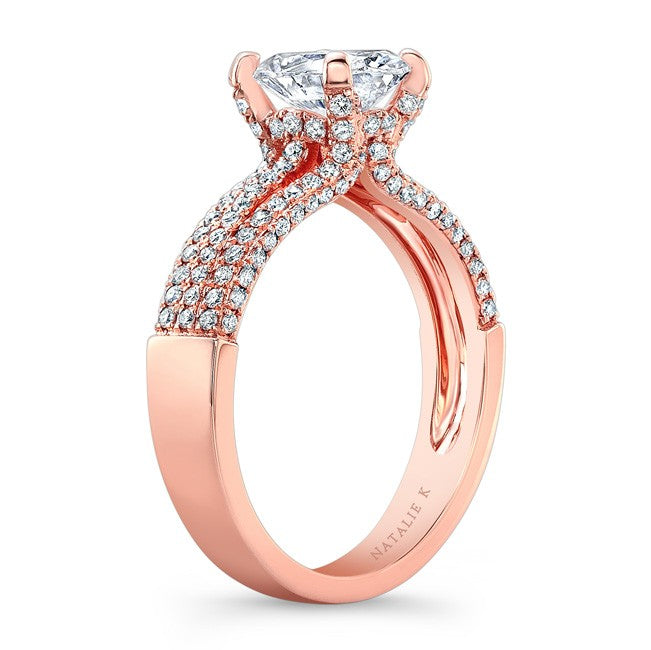 Natalie K  18k White and Rose Gold Square Halo Diamond Engagement Ring (center stone sold separately)