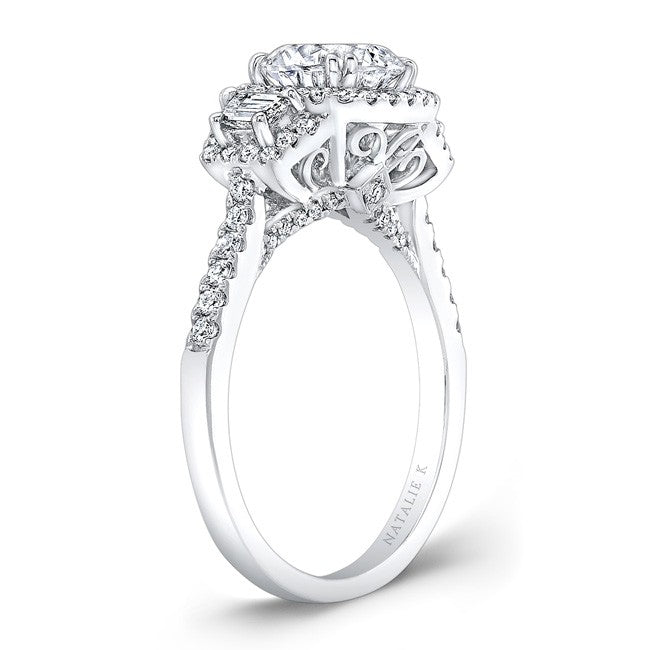 Natalie K  Platinum Classic Diamond Engagement Ring (center stone sold separately)