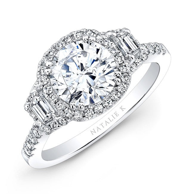 Natalie K  Platinum Classic Diamond Engagement Ring (center stone sold separately)