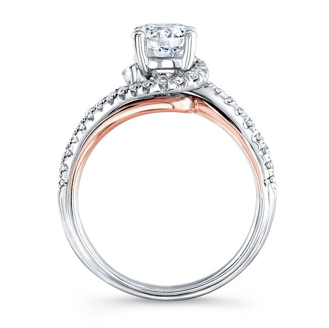 Natalie K  18K Rose Gold White Diamond Triple Split Shank Engagement Ring (center stone sold separately)
