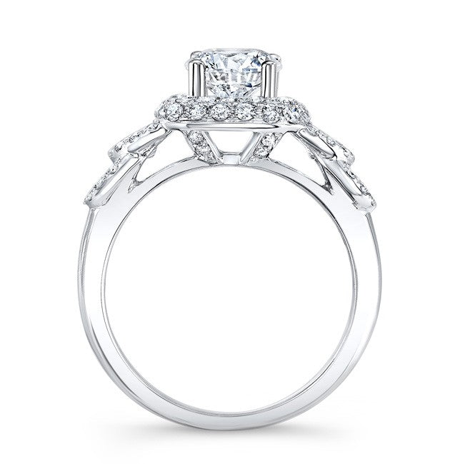 Natalie K  14k White Gold Twisted Split Shank Diamond Engagement Semi Mount Ring (center stone sold separately)