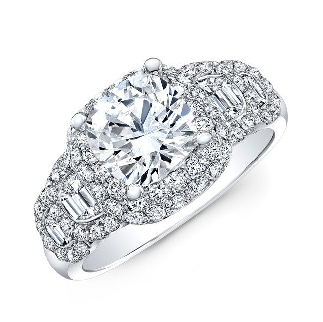 Natalie K  14k White Gold Twisted Split Shank Diamond Engagement Semi Mount Ring (center stone sold separately)