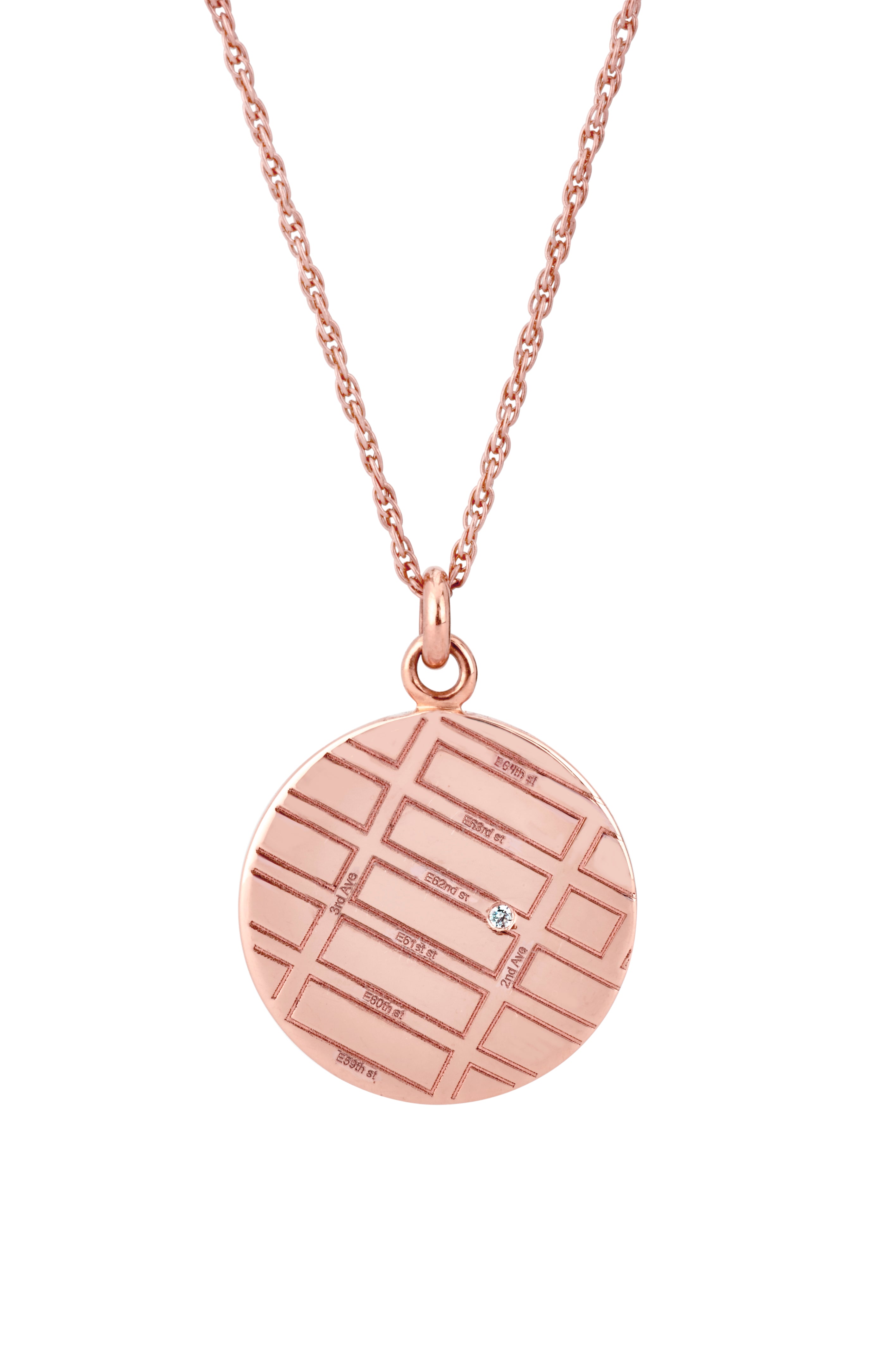A.JAFFE  ROSE GOLD ROUND MAP PENDANT