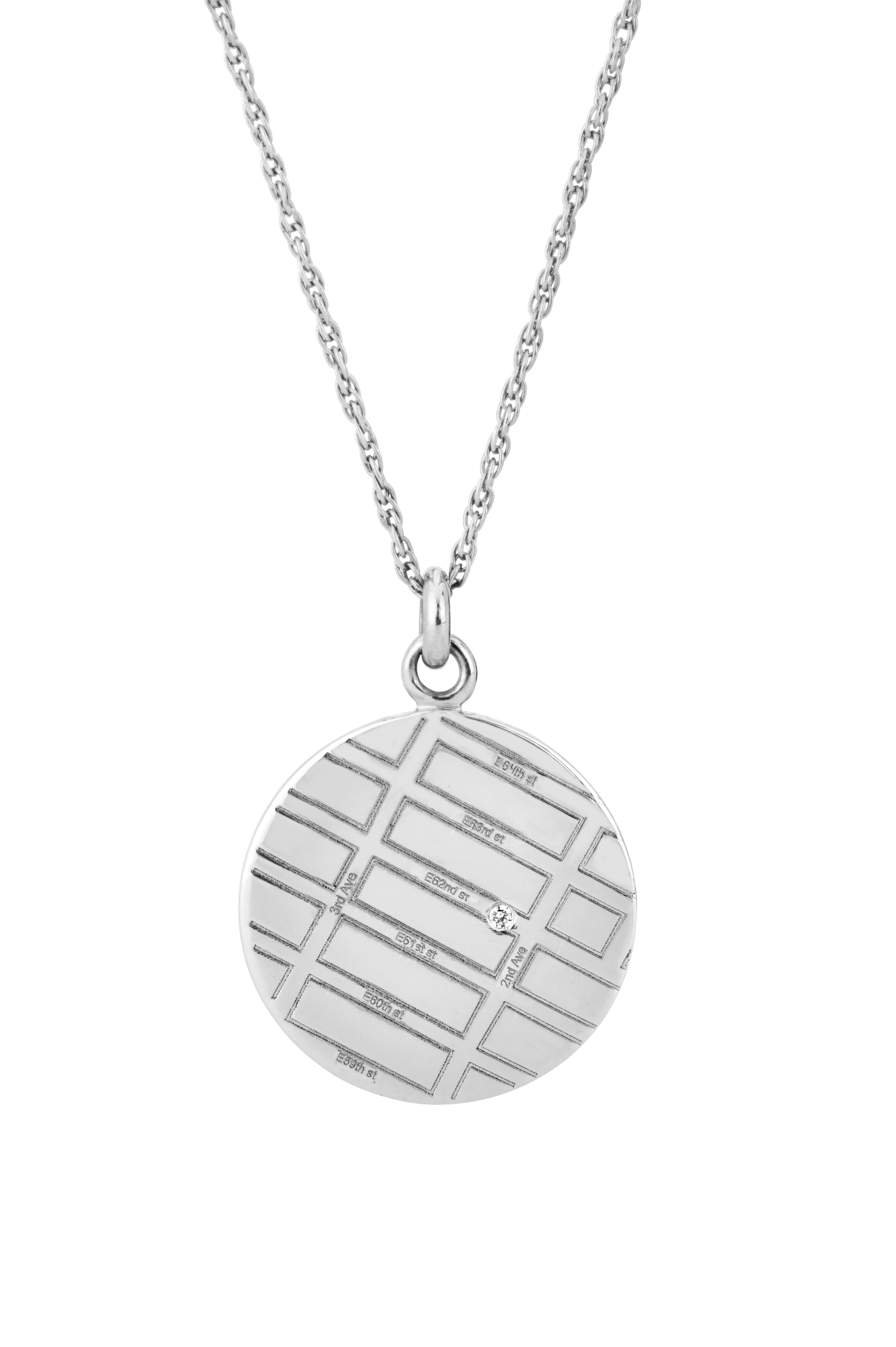 A.JAFFE  WHITE GOLD ROUND MAP PENDANT