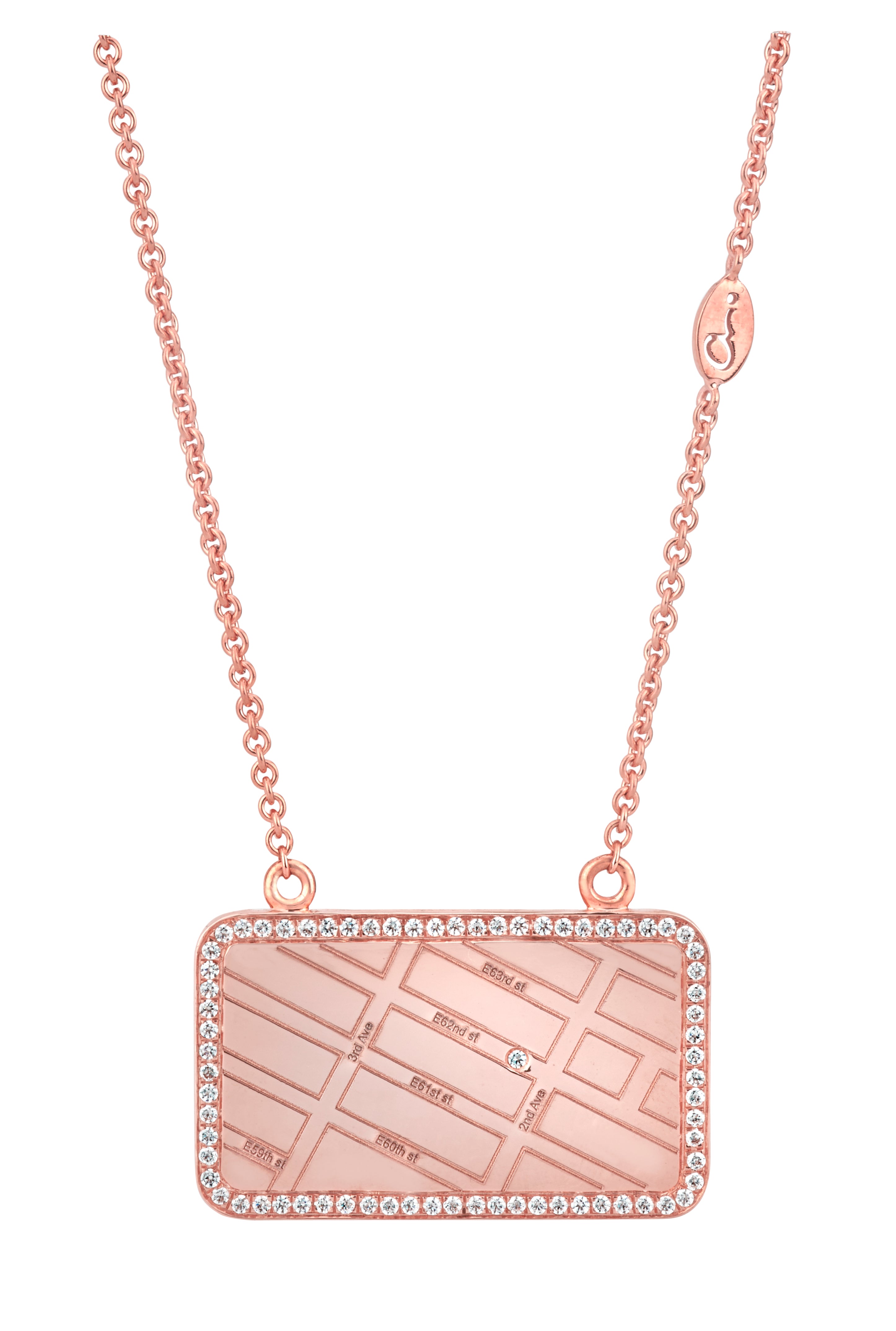 A.JAFFE  ROSE GOLD MAP NECKLACE WITH DIAMONDS
