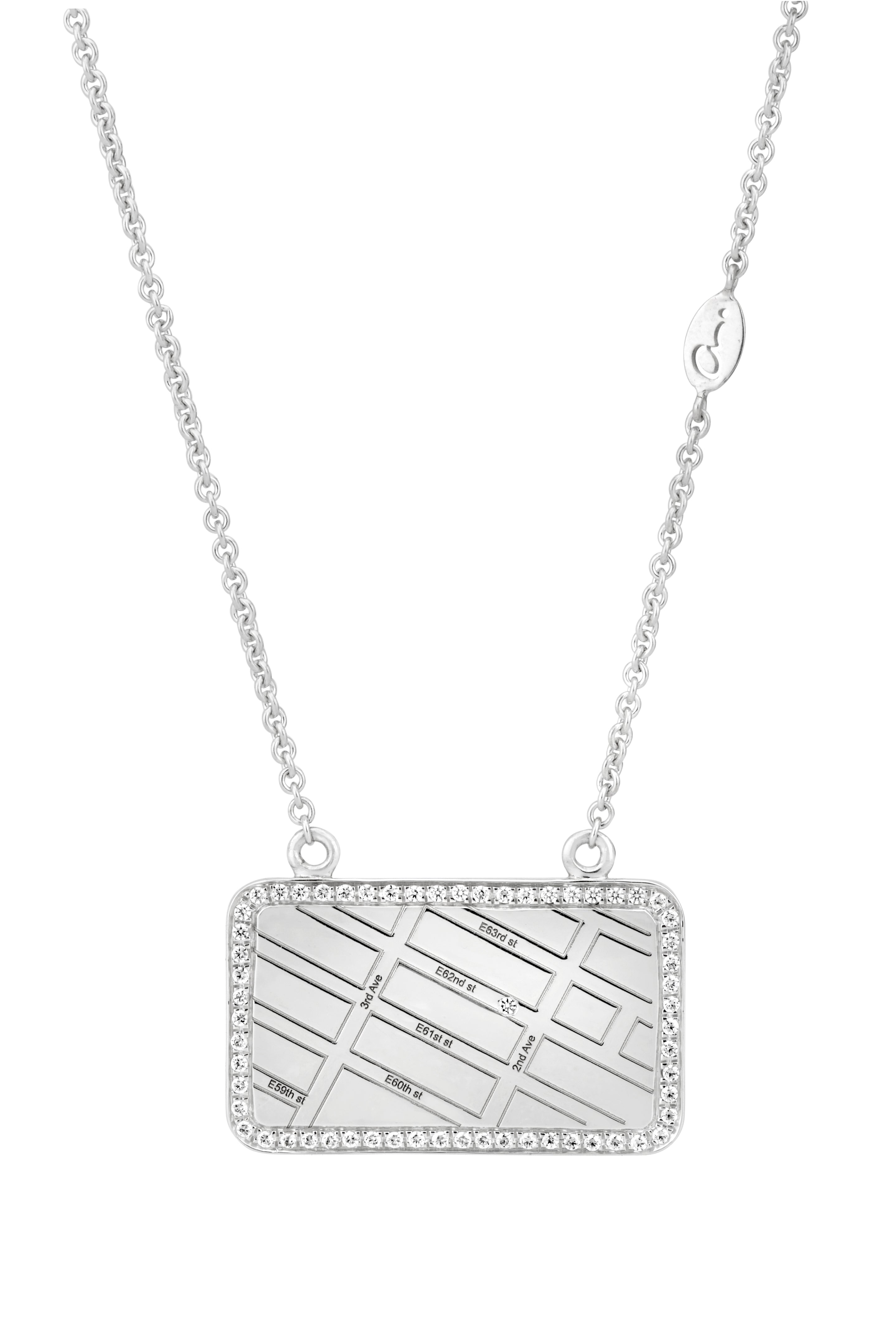 A.JAFFE  STERLING SILVER MAP NECKLACE WITH DIAMONDS