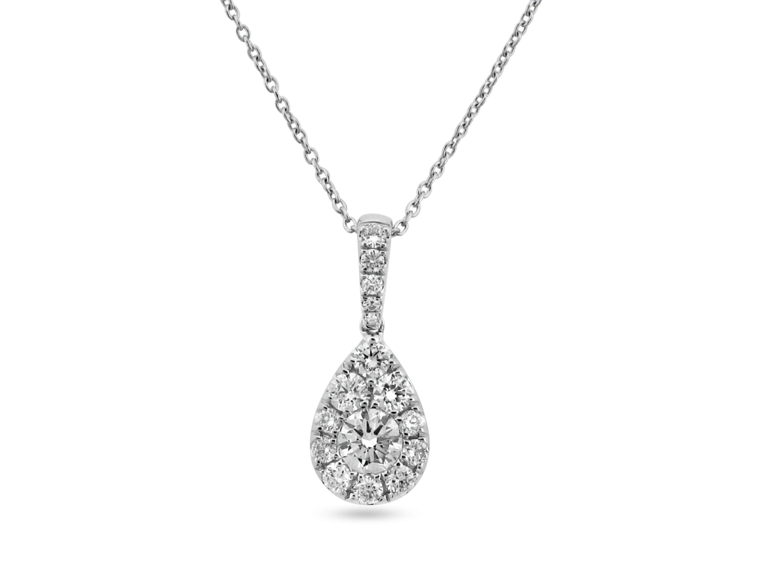 PRIVE'18K WHITE GOLD  .58CT VS CLARITY AND G COLOR DIAMOND PENDANT -  CABLE CHAIN INCLUDED.
