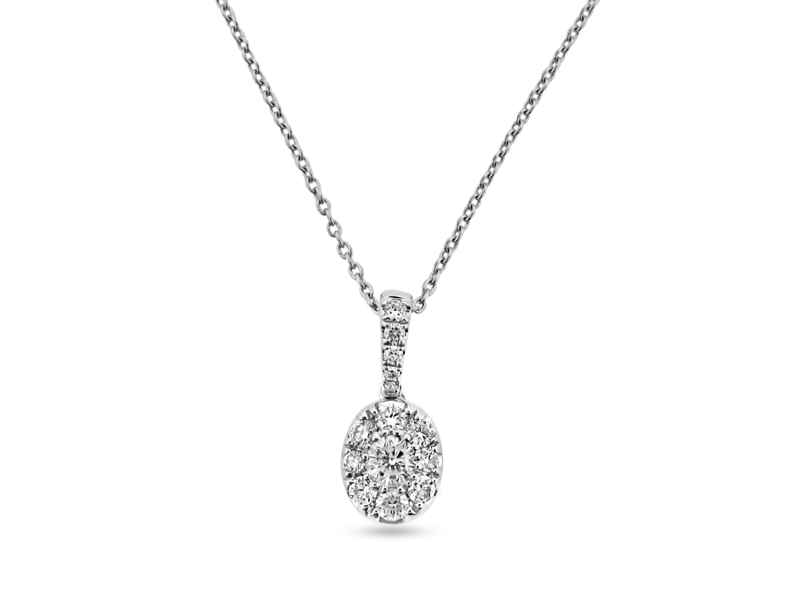 PRIVE'18K WHITE GOLD  .29CT VS CLARITY AND G COLOR PENDANT WITH CABLE CHAIN INCLUDED.