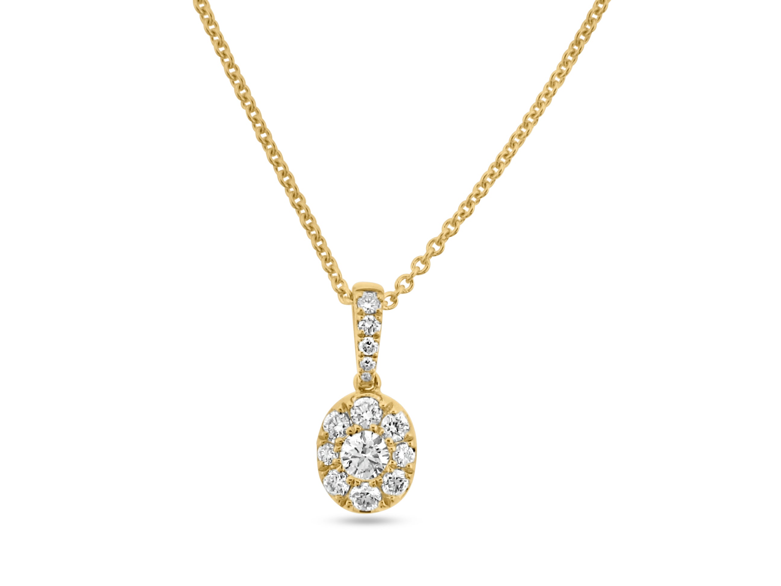 PRIVE'18K YELLOW GOLD  .28CT VS CLARITY AND G COLOR DIAMOND PENDANT - CABLE CHAIN INCLUDED
