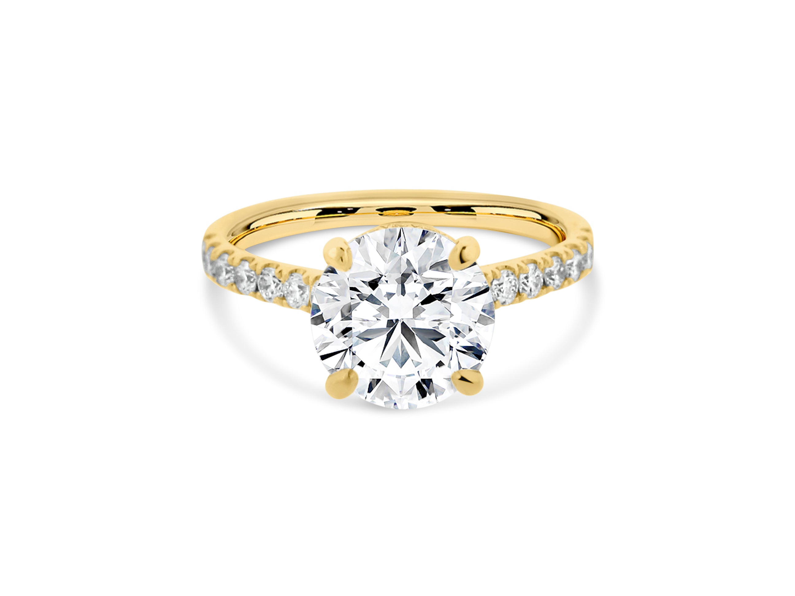 PRIVE' 18K YELLOW GOLD 2.53CT SI1 CLARITY AND F COLOR ROUND SWAROVSKI LAB GROWN DIAMOND SURROUNDED BY .52CT VS/SI-F NATURAL DIAMOND MOUNTING - CERTIFIED XXX