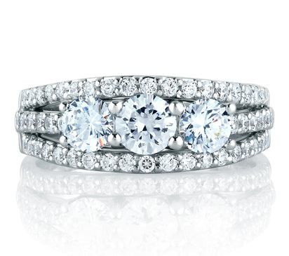 A.JAFFE METROPOLITAN HI FASHION THREE STONE BAND WITH TRIPLE DIAMOND ENCRUSTED 1.69