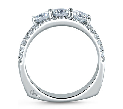 A.JAFFE METROPOLITAN HI FASHION THREE STONE BAND WITH TRIPLE DIAMOND ENCRUSTED 1.69